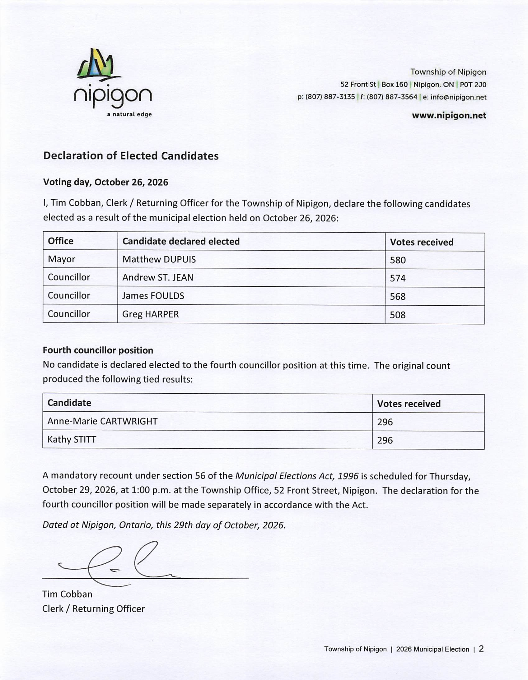 Certified 2026 Election Results signed Page 2
