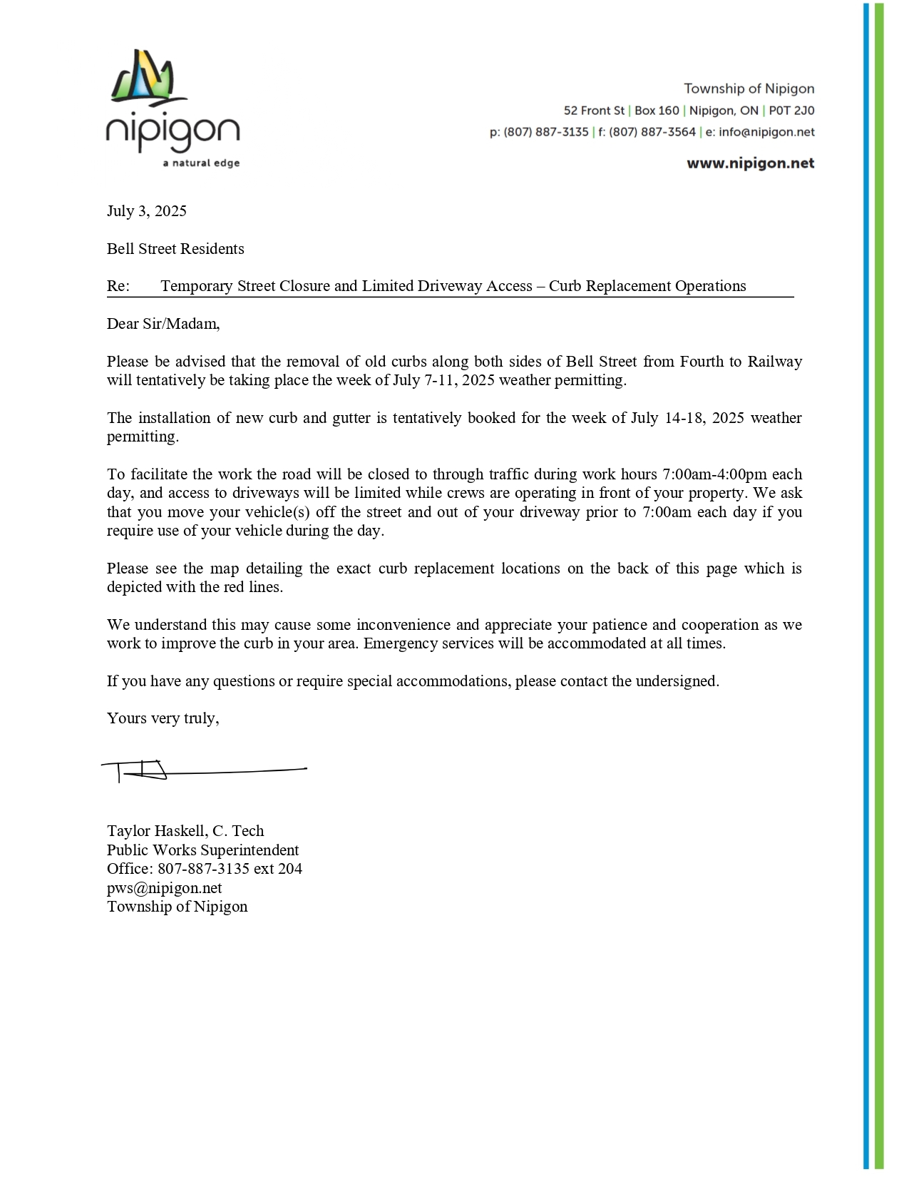 Letter to Residents Bell St Curb Replacement July 7 18 2025 page 0001