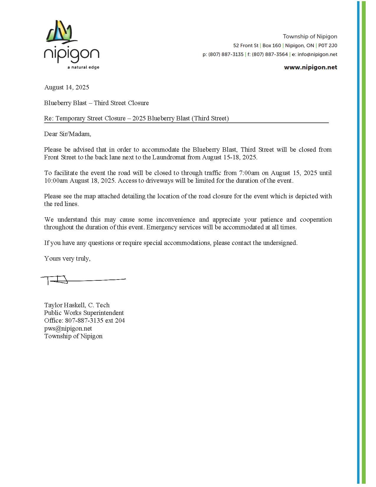 Letter to Residents Blueberry Blast August 15 18 2025 Page 1