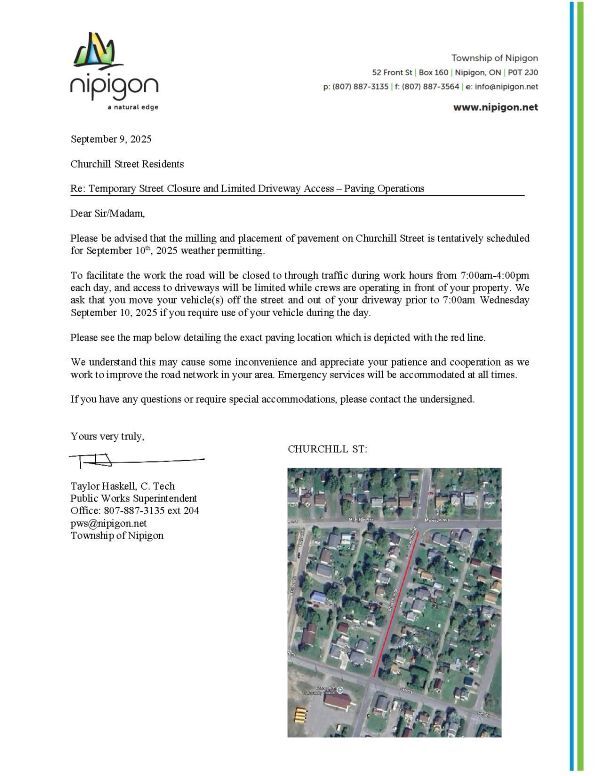 Letter to Residents Churchill St Paving Sept 10 2025