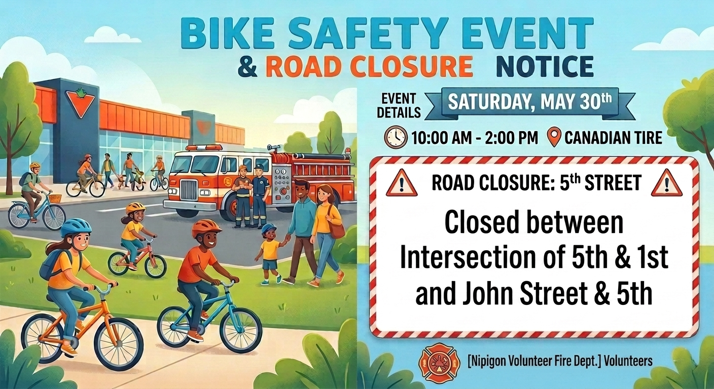 NipVolunteerFireDept Bike Safety Event Road Closure