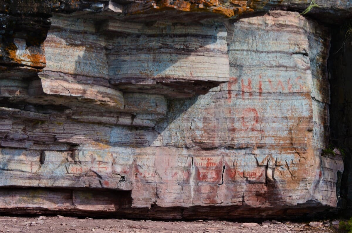 Indigenous paintings on rock face
